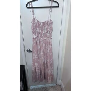 EN SAISON BEIGE FLORAL SPAGETTI STRAP MAXI DRESS WOMENS SZ L NEW P1-8